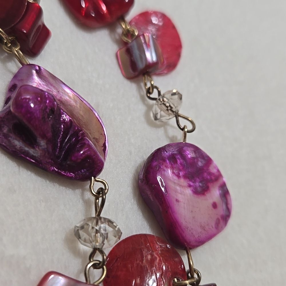 Pink and Purple Mother Of Pearl Necklace - Picture 4 of 8
